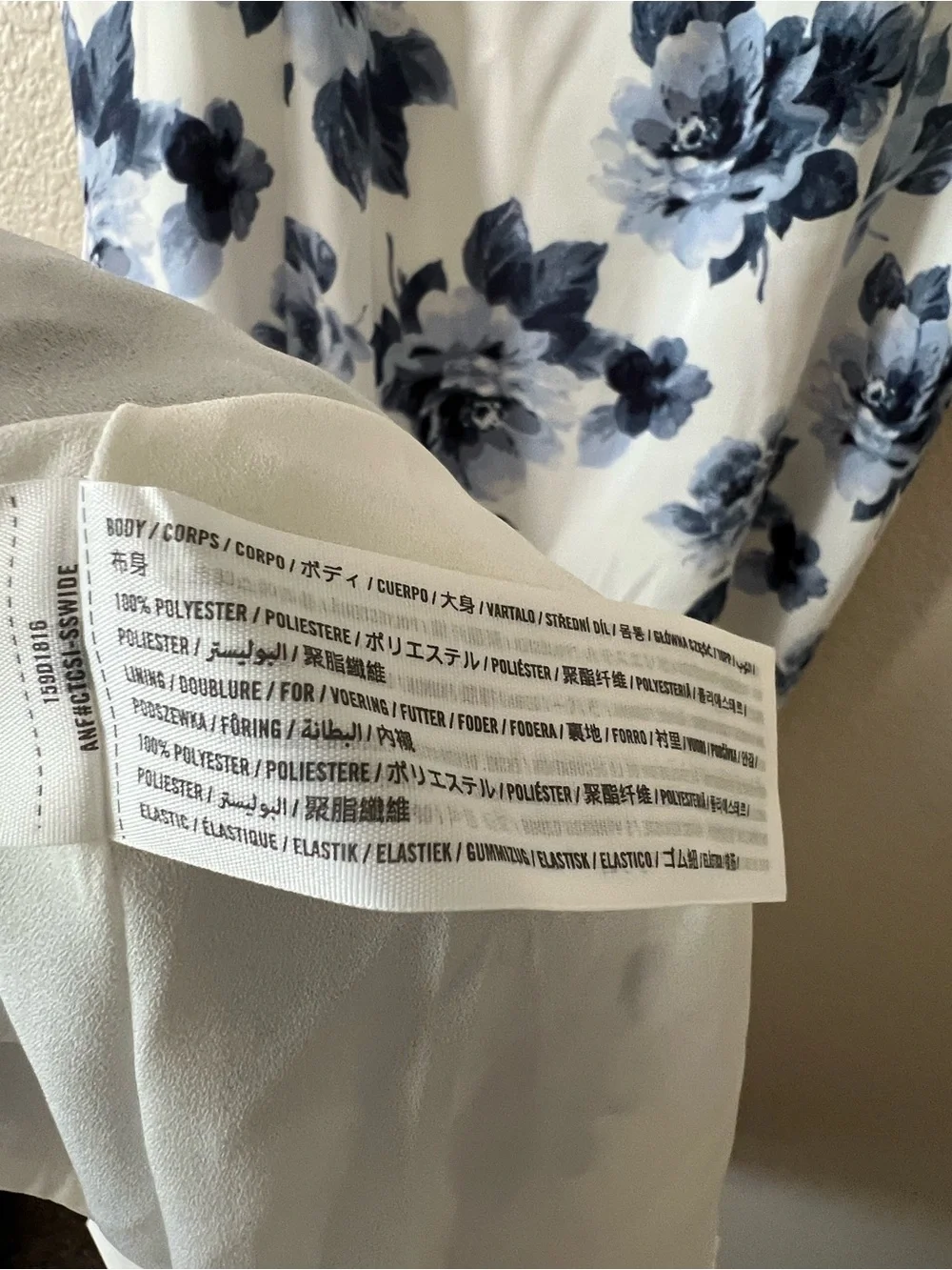 NWT Abercrombie & Fitch White Dress with Blue Floral Print